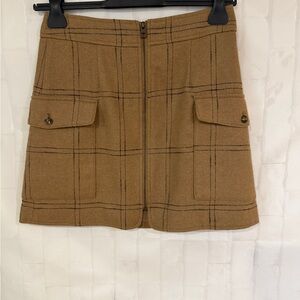 Madewell Camel Checkered Mini Skirt